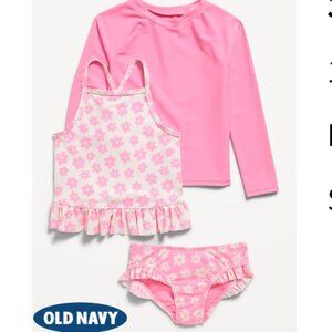 3-Piece Rashguard Cami Swim Set for Toddler & Baby 18-24 M | Pink Floral